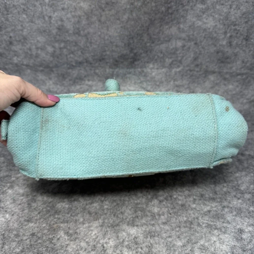 Cake Petunia Cameo Clutch Bag Women Chenille Leaf Canvas Diaper Bag Aqua Blue